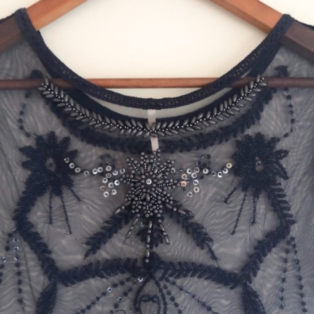 Free People Navy Mesh Beaded Tunic - Picture 2 of 6